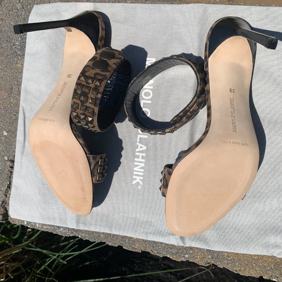 Manolo Blahnik Rocco Studded-toe Heeled Sandal in - Picture 5 of 11